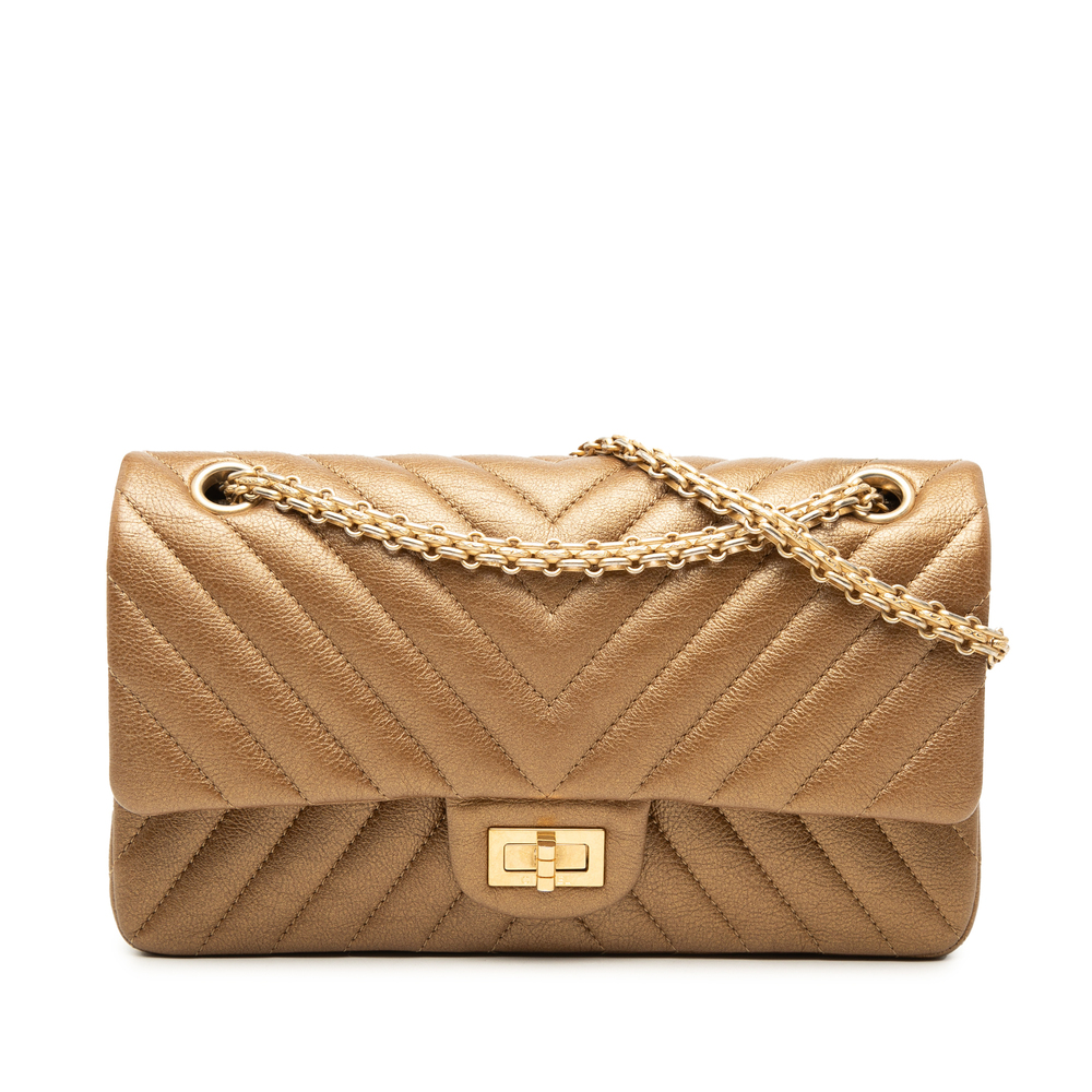 Pre-Loved Chanel Chevron Metallic Aged Calfskin Reissue 2.55 Double Flap 225